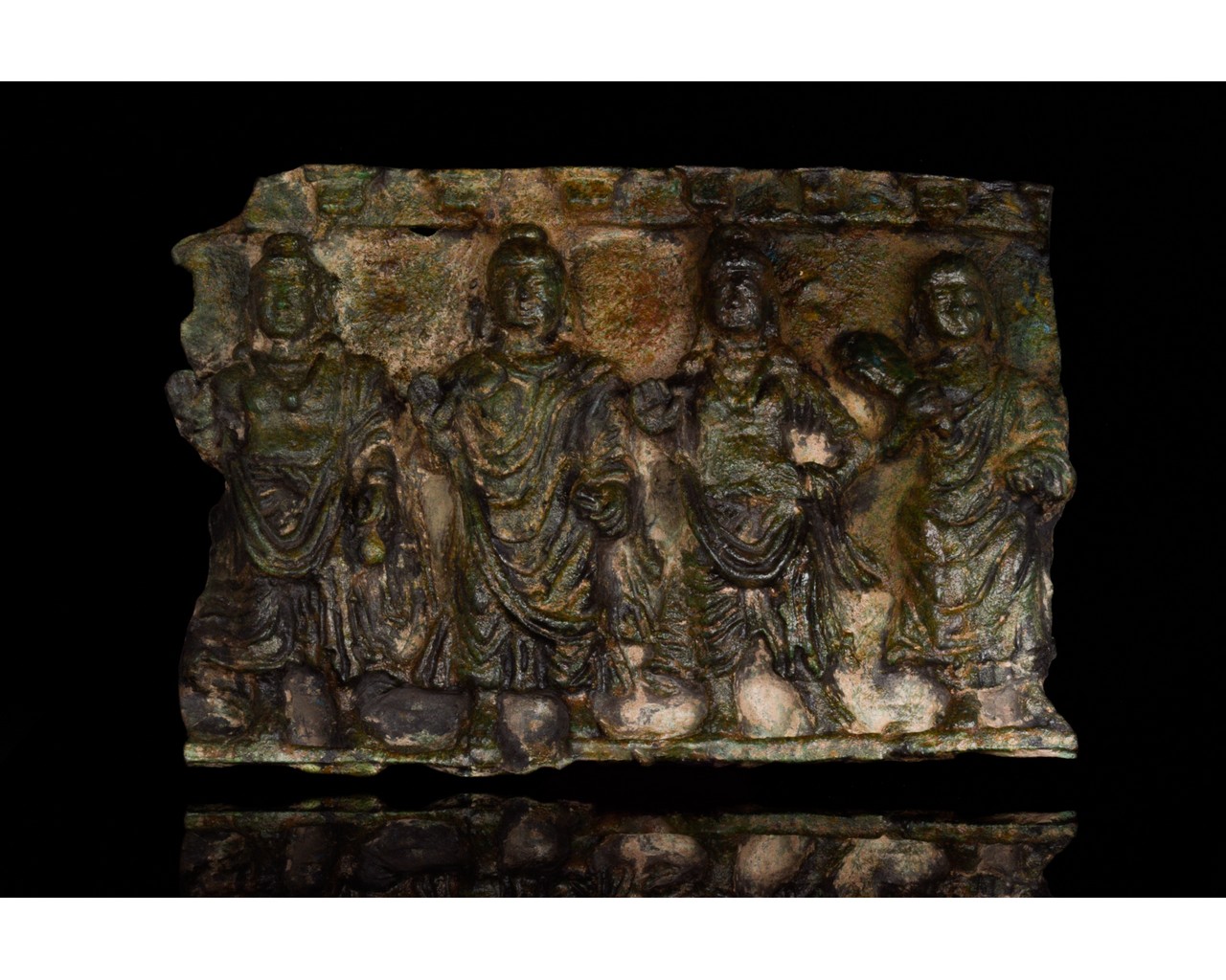 GANDHARA BRONZE FRIEZE PLAQUE WITH BUDDHA