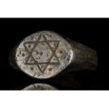 MEDIEVAL SILVER RING WITH STAR OF DAVID