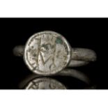MEDIEVAL SILVER RING WITH PATTERN