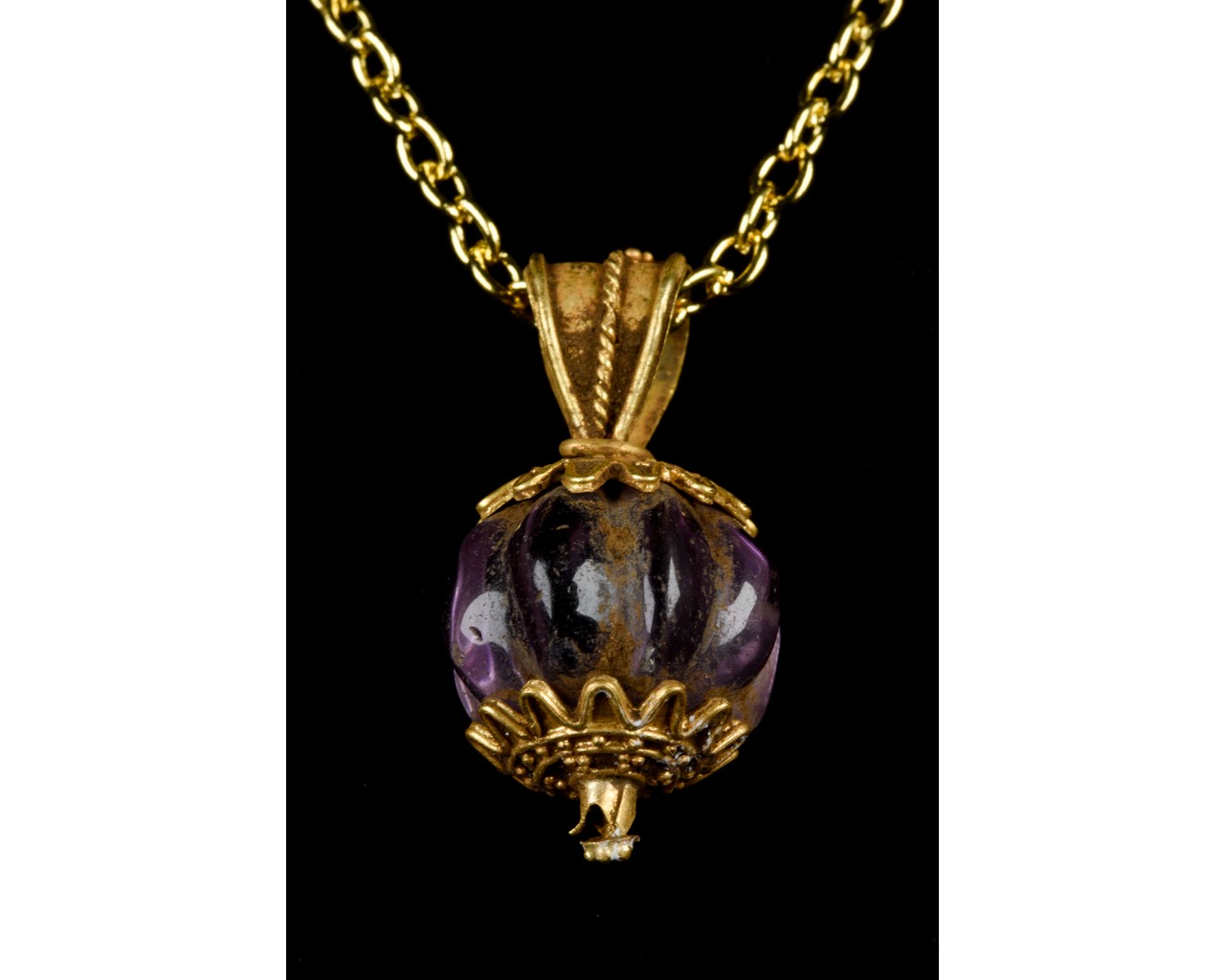 ANCIENT GREEK GOLD PENDANT WITH AMETHYST STONE - FULL ANALYSIS - Image 3 of 8