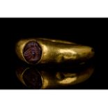 ROMAN GOLD AND GARNET INTAGLIO RING WITH BEAST - FULL ANALYSIS