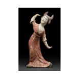 CHINESE TANG DYNASTY TERRACOTTA DANCER FIGURE