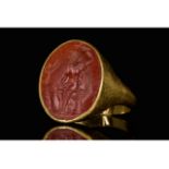 ROMAN GOLD INTAGLIO RING DEPICTING ZEUS AND EROS - FULL ANALYSIS