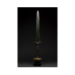 ANCIENT BRONZE SWORD WITH STONE POMMEL