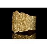 RARE VIKING GOLD RING WITH OWL FACES - XRF TESTED