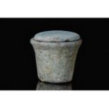 EGYPTIAN FAIENCE LIDDED POT