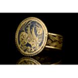 STUNNING MEDIEVAL GOLD RING WITH NIELLO GRYPHON - FULL REPORT