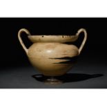 GREEK DAUNIAN POTTERY BICHROME KANTHAROS