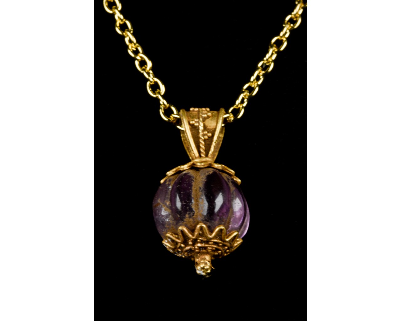 ANCIENT GREEK GOLD PENDANT WITH AMETHYST STONE - FULL ANALYSIS