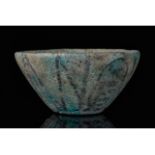 EGYPTIAN FAIENCE LOTUS BOWL WITH CARTOUCHE