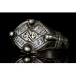 MEDIEVAL SILVER AND NIELLO RING WITH PATTERNS