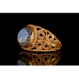 LATE ROMAN GOLD AND GLASS RING - EX CHRISTIES - FULL ANALYSIS