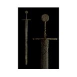MEDIEVAL VIKING IRON SWORD WITH INSCRIPTION