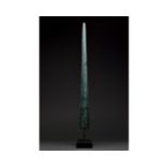 ANCIENT BRONZE LONG SPEAR HEAD â€“ SUPERB PATINA