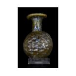 ROMAN GLASS RIBBED FLASK