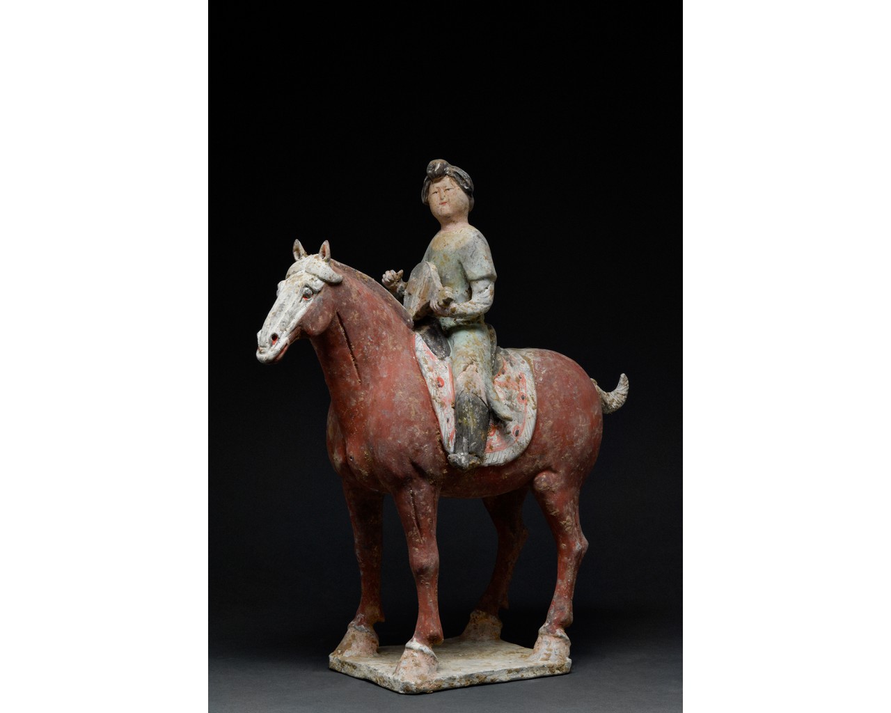 CHINESE TANG TERRACOTTA MUSICIAN ON HORSEBACK - TL TESTED