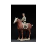 CHINESE TANG TERRACOTTA MUSICIAN ON HORSEBACK - TL TESTED