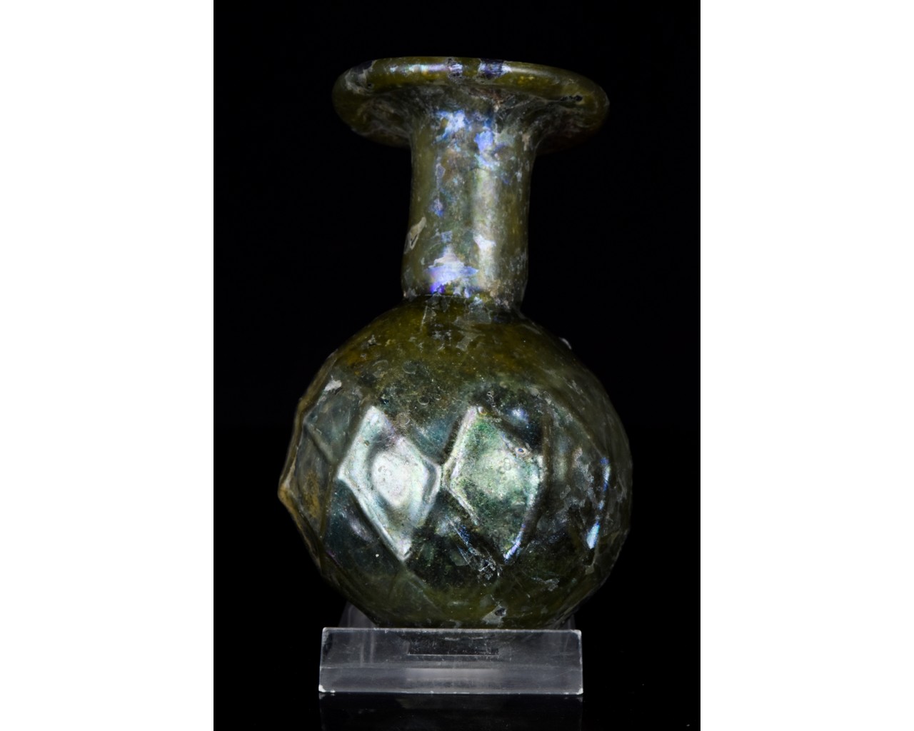 ROMAN GLASS RIBBED FLASK - Image 2 of 10