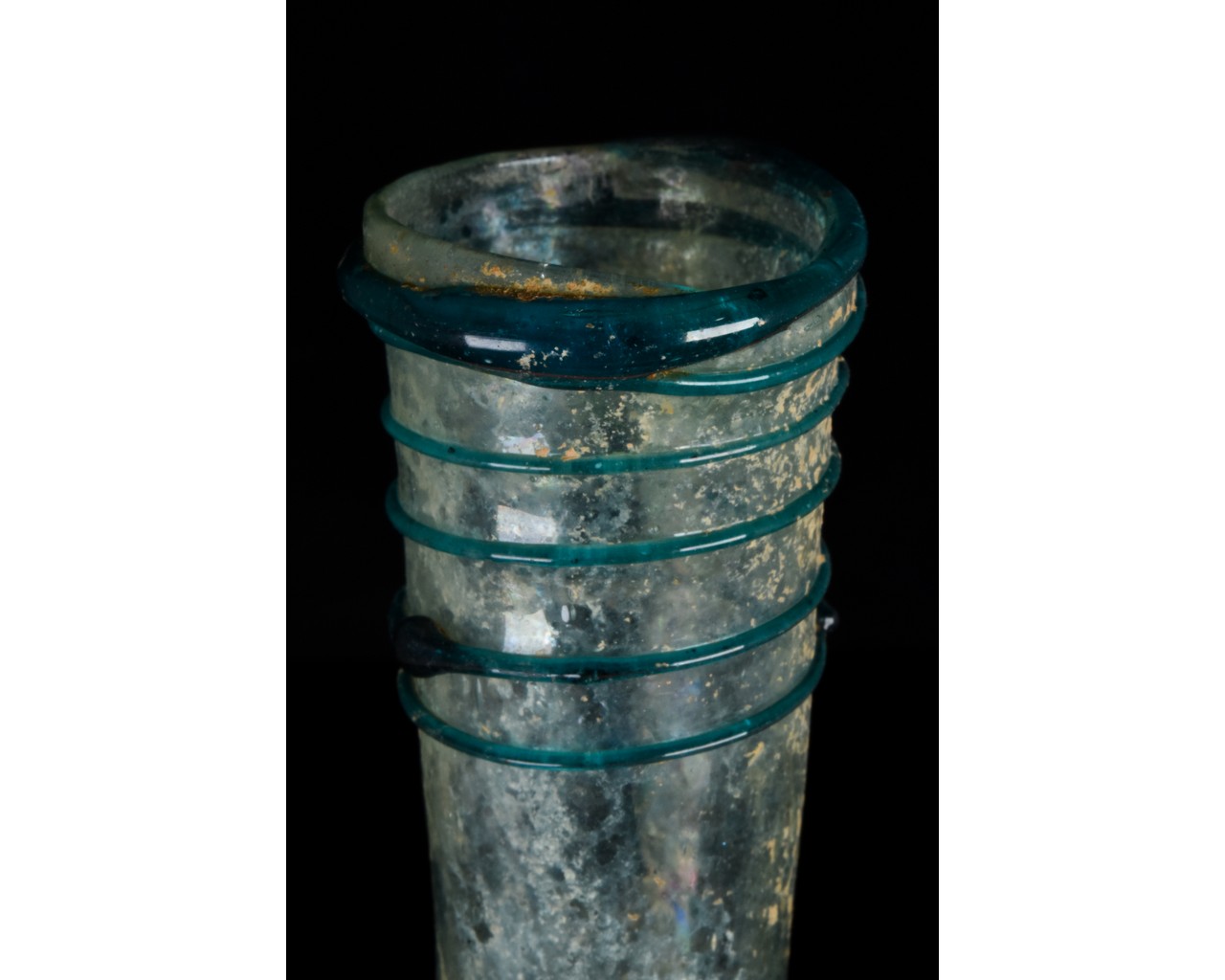 TALL ROMAN GLASS FLASK WITH TRAIL - Image 8 of 8