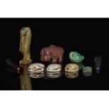 EGYPTIAN COLLECTION OF SCARABS, STATUETTES, AND PESTLES