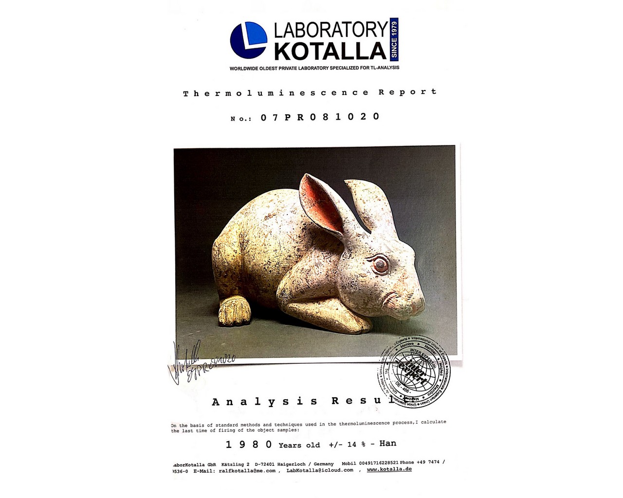 CHINESE HAN DYNASTY TERRACOTTA RABBIT - TL TESTED - Image 5 of 5