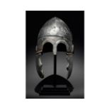 GREEK CHALCIDIAN TINNED BRONZE HELMET