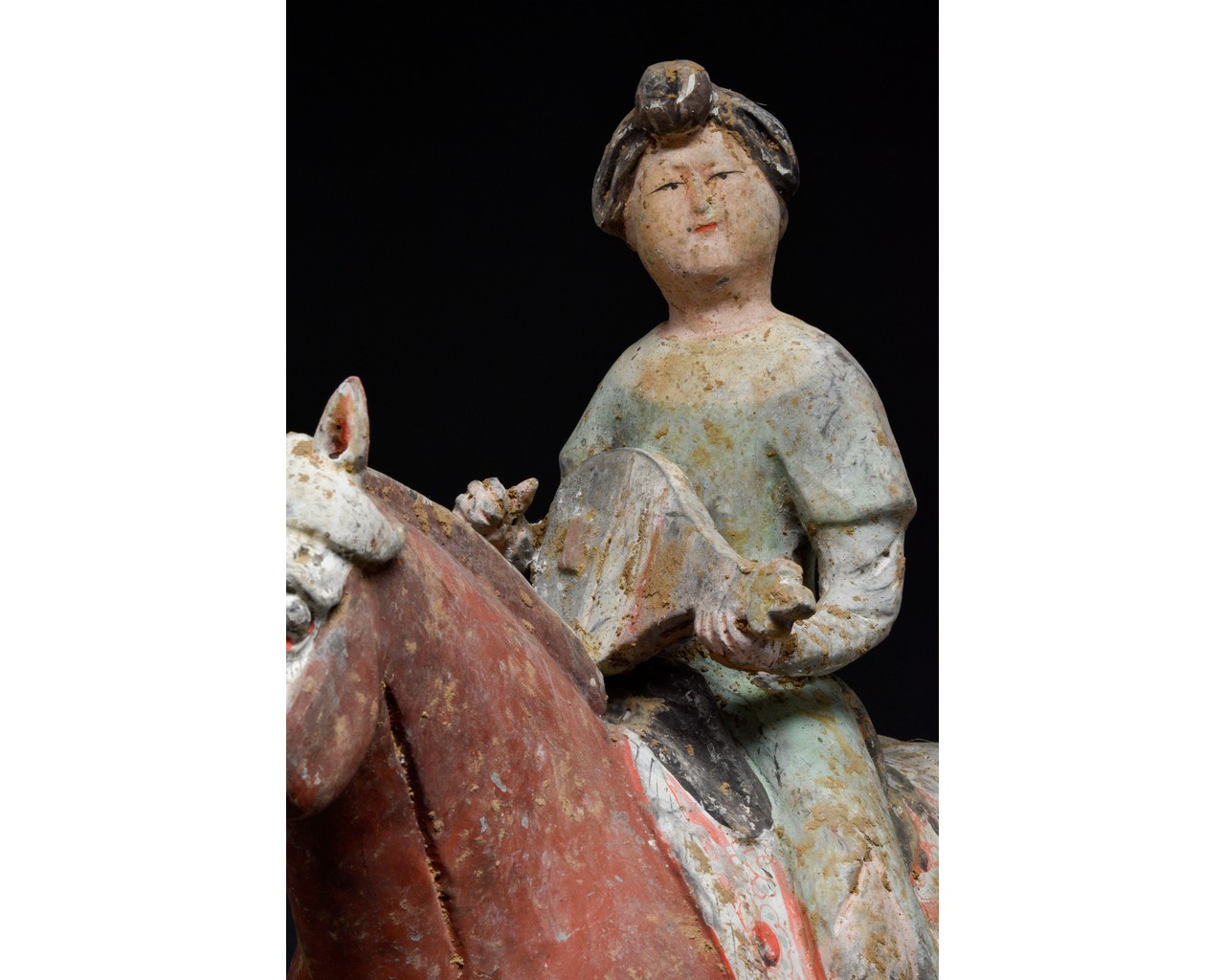 CHINESE TANG TERRACOTTA MUSICIAN ON HORSEBACK - TL TESTED - Image 4 of 7