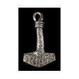 VIKING THOR'S HAMMER SILVER AMULET