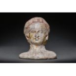 GANDHARAN GILDED MARBLE BUST