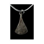 MEDIEVAL SILVER AXE SHAPED PENDANT