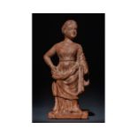 STANDING FEMALE ROMAN TERRACOTTA FIGURE