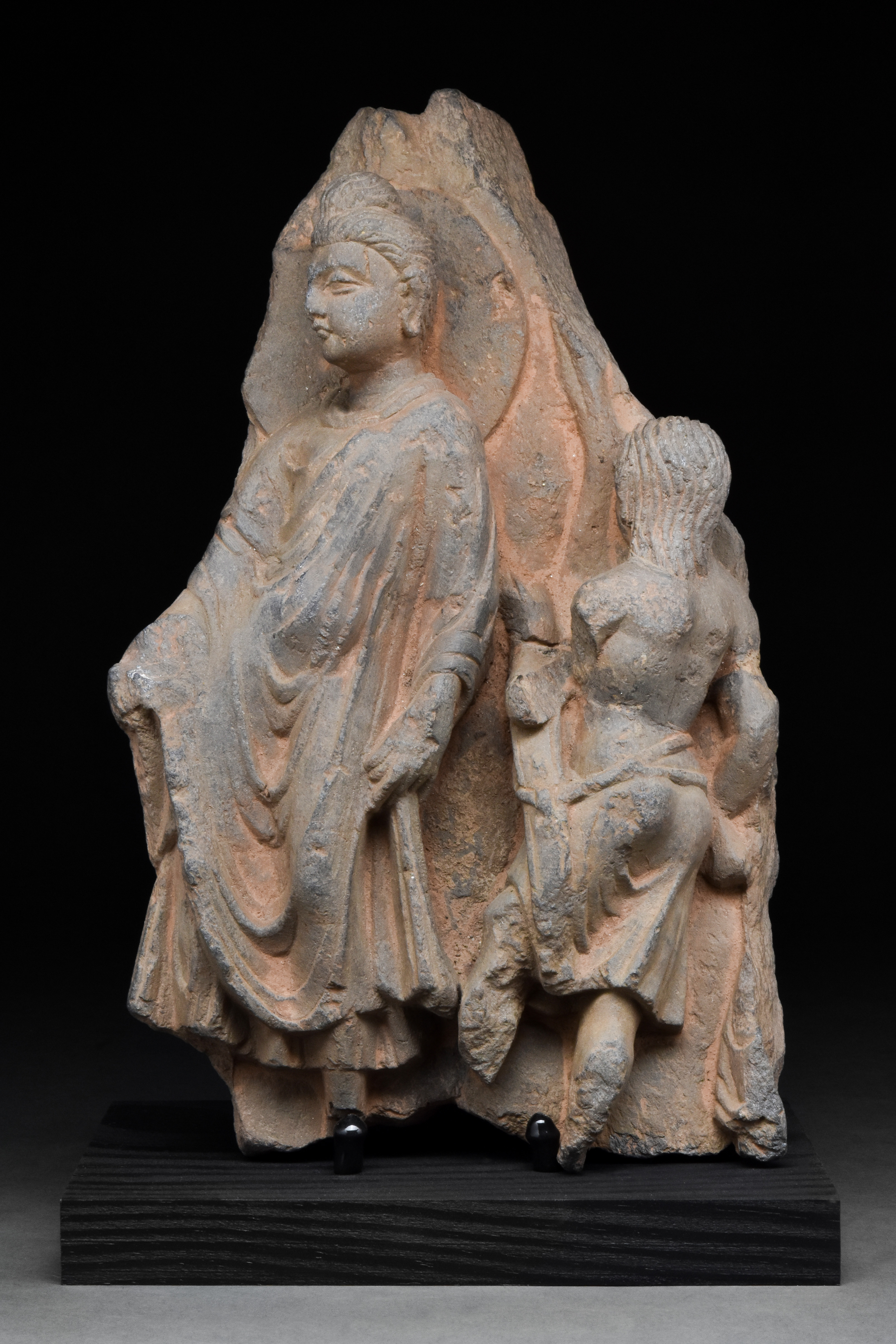GANDHARAN RELIEF OF BUDDHA WITH AN ATTENDANT