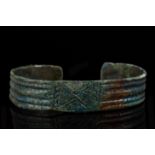 VIKING ERA BRONZE BRACELET WITH DECORATION