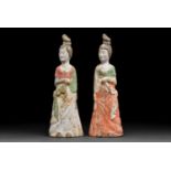 SET OF TWO CHINESE TANG DYNASTY TERRACOTTA LADIES