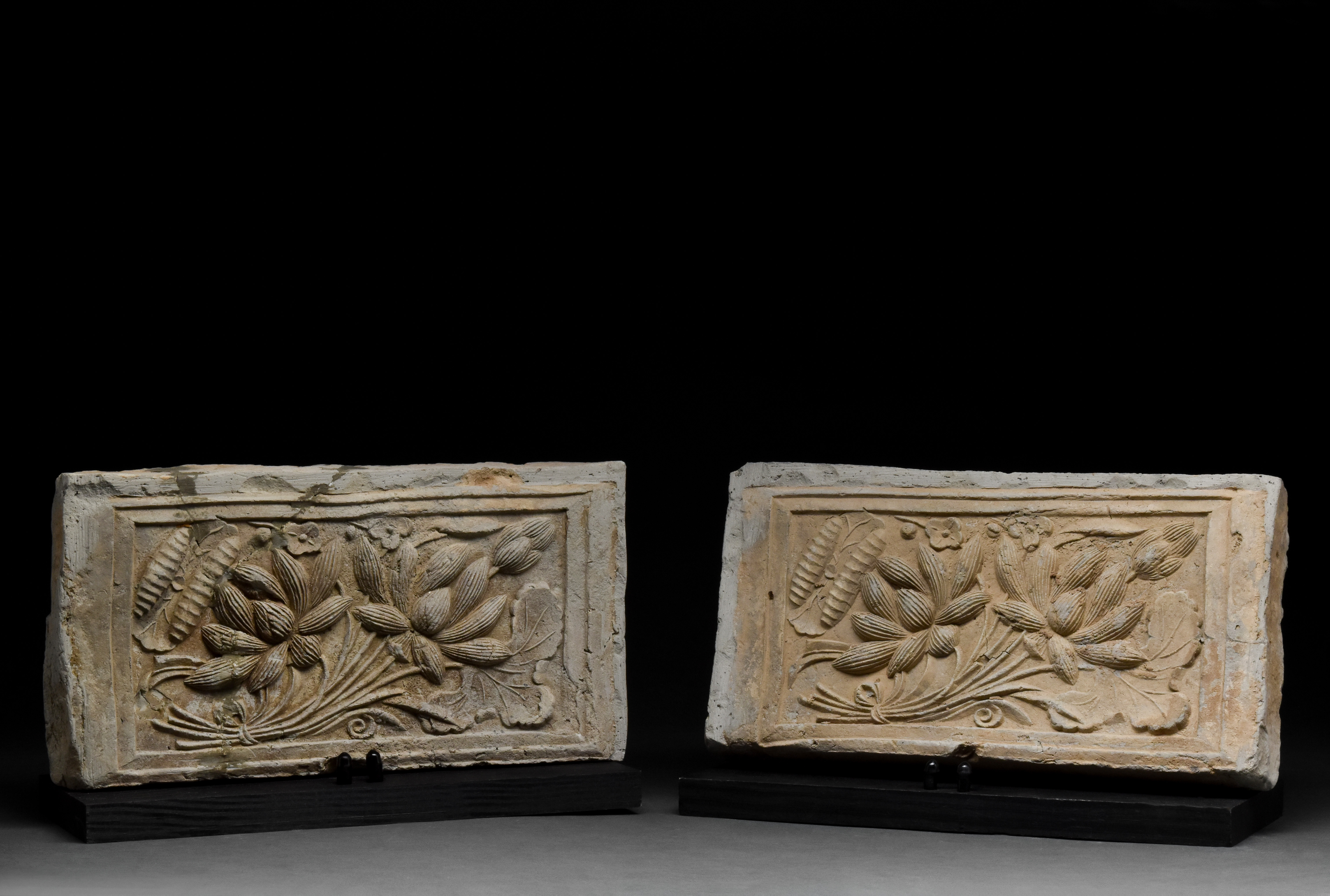 PAIR OF CHINESE SONG DYNASTY TERRACOTTA BRICKS