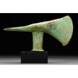 BRONZE SOCKETED AXE HEAD ON STAND