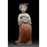 CHINESE TANG DYNASTY TERRACOTTA COURT LADY WITH ANIMAL - TL TESTED