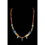 ROMAN NECKLACE WITH CARNELIAN STONE AND BEADS