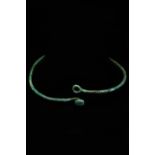 VIKING TWISTED AND DECORATED BRONZE NECK TORC