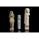 ANCIENT EGYPTIAN FAIENCE ANTIQUIY GROUP INCLUDING THOTH, SOBEK AND OVERSEER SHABTI