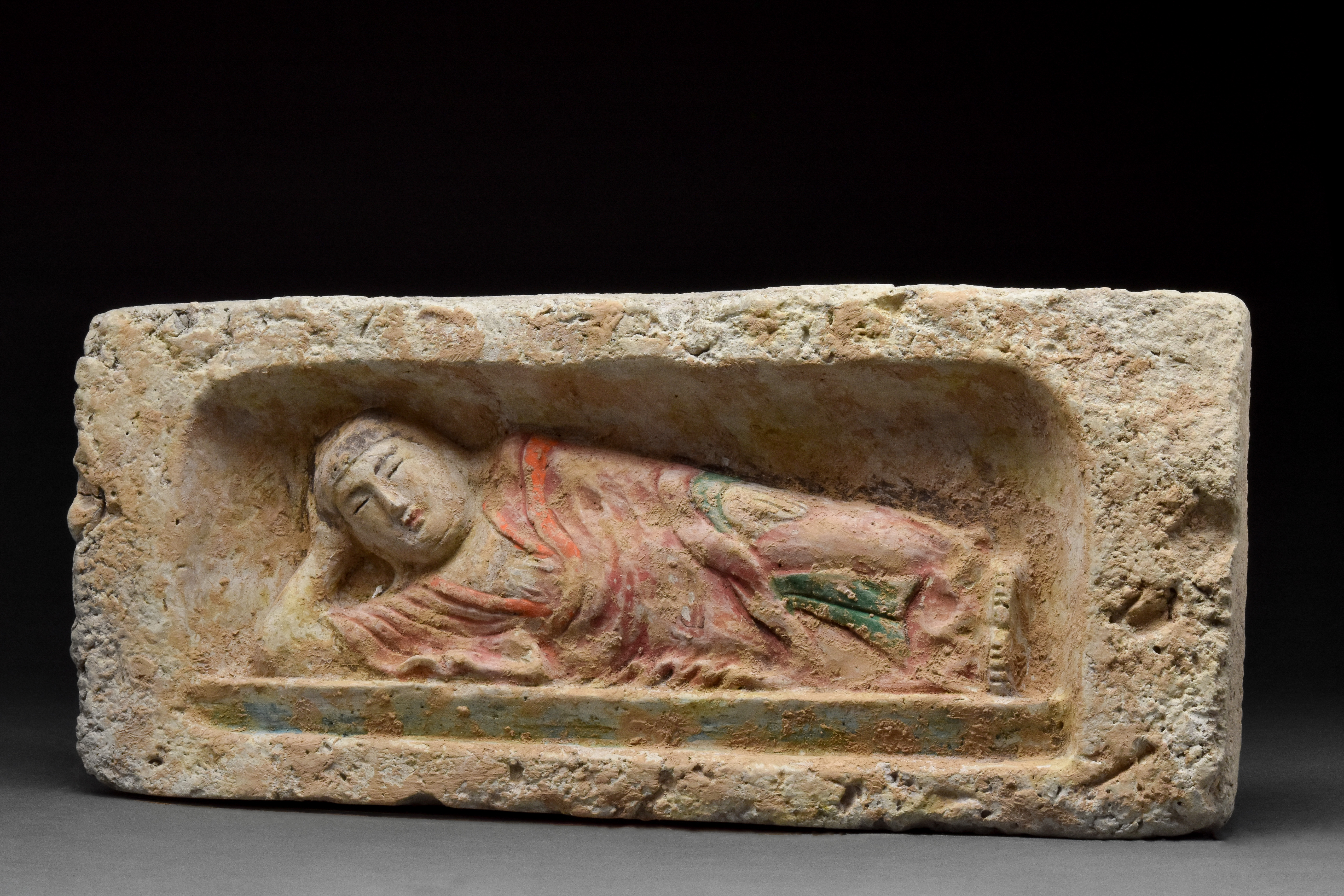 CHINESE NORTHERN WEI PAINTED TERRACOTTA BRICK - Image 2 of 4