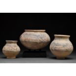 SET OF THREE INDUS VALLEY CULTURE PAINTED TERRACOTTA JARS