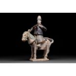 CHINESE MING DYNASTY HORSE AND RIDER FIGURE