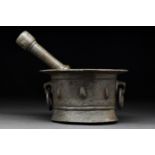 SELJUK BRONZE MORTAR AND PESTLE WITH HANDLES