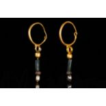 ROMAN GOLD EARRINGS WITH BEAD DROPS