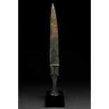 ANCIENT BRONZE DAGGER WITH HANDLE