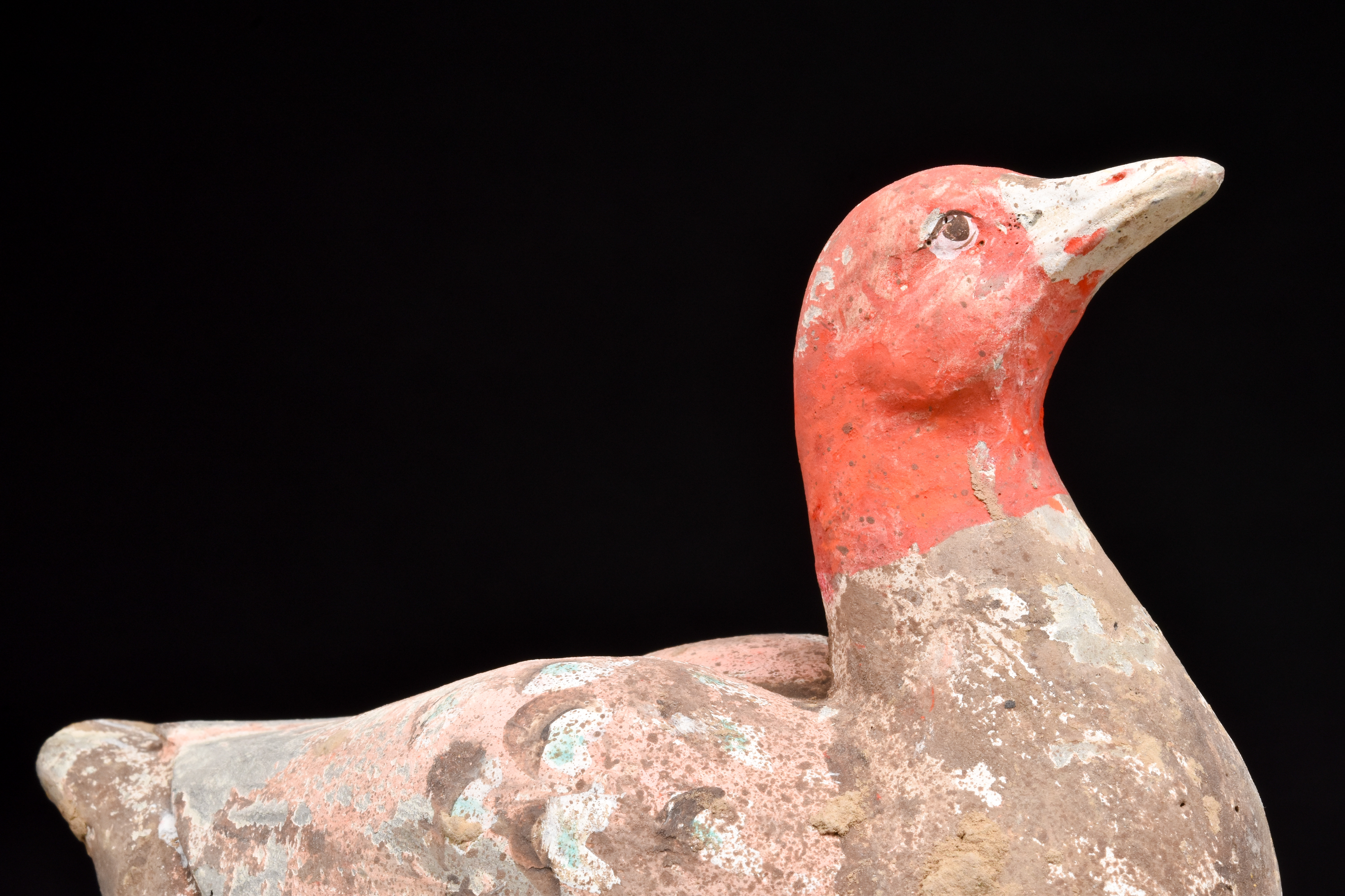 RARE CHINESE HAN DYNASTY POTTERY DUCK WITH BRONZE LEGS - TL TESTED - Image 4 of 5