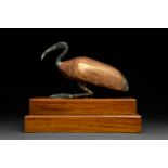 AN ANCIENT EGYPTIAN GILT WOOD AND BRONZE IBIS