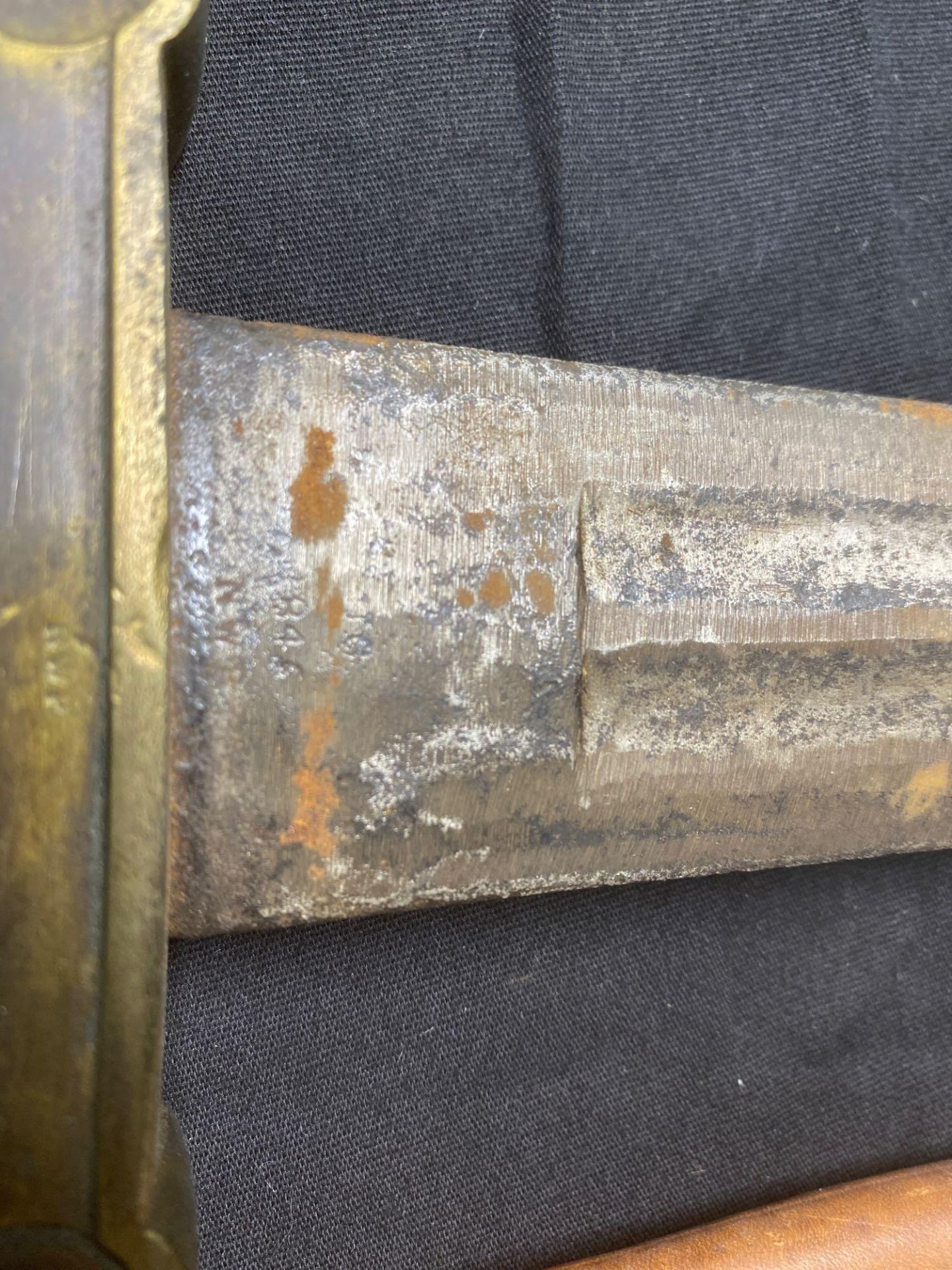 OLD HEAVY BRASS HANDLE SWORD MARKED US 1846 NWP, WITH MODERN HAND MADE SHEATH - Image 2 of 3