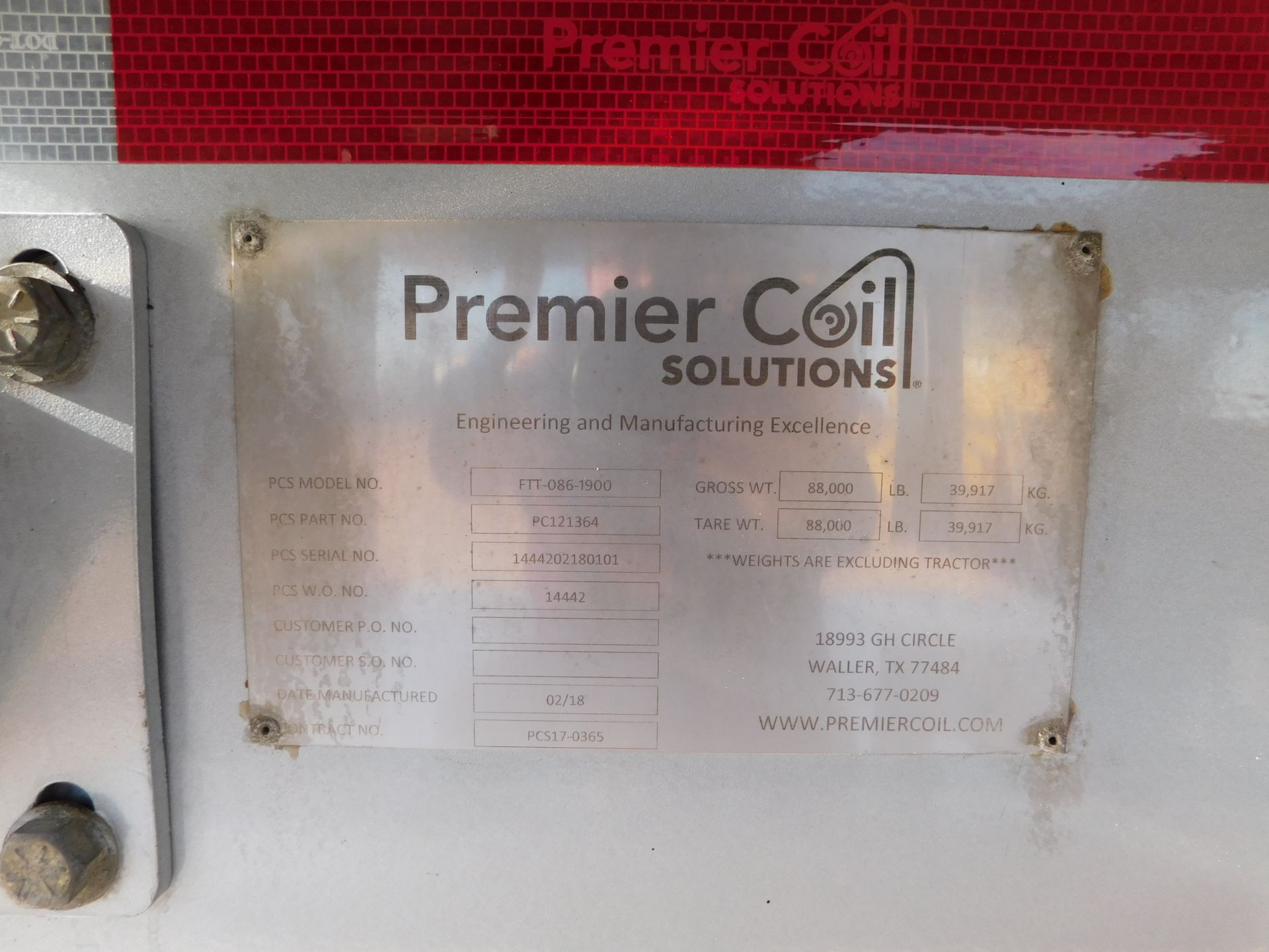Located in YARD 1 - Midland, TX (X) 2018 PREMIER COIL SOLUTIONS, MODEL - FTT-086 - Image 2 of 25